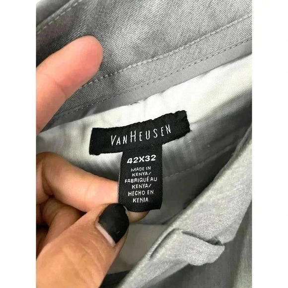 Perry Ellis Straight Dress Pants 42x32 Gray Flat Front NWT Flex Waistband - Picture 5 of 13